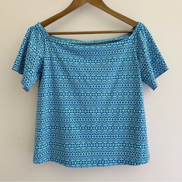 J. McLaughlin Nomi Off Shoulder Top Small Blue - Picture 2 of 6
